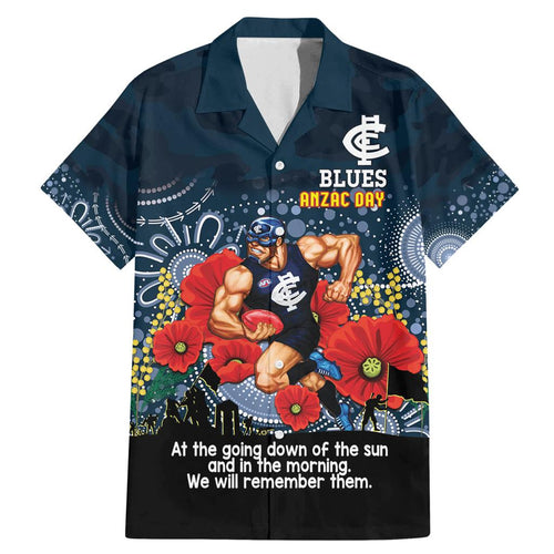 Custom Blues Football ANZAC Family Matching Mermaid Dress and Hawaiian Shirt Gallipoli Camouflage With Poppies