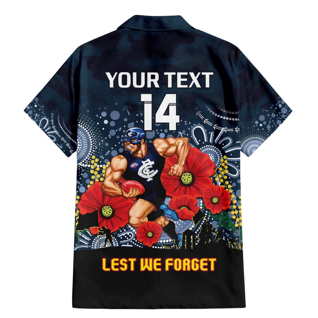Custom Blues Football ANZAC Family Matching Mermaid Dress and Hawaiian Shirt Gallipoli Camouflage With Poppies