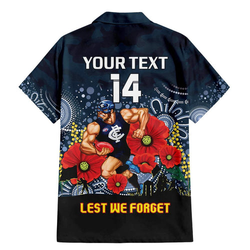 Custom Blues Football ANZAC Family Matching Mermaid Dress and Hawaiian Shirt Gallipoli Camouflage With Poppies