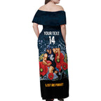 Custom Blues Football ANZAC Family Matching Off Shoulder Maxi Dress and Hawaiian Shirt Gallipoli Camouflage With Poppies