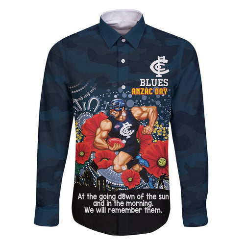 Custom Blues Football ANZAC Family Matching Puletasi and Hawaiian Shirt Gallipoli Camouflage With Poppies