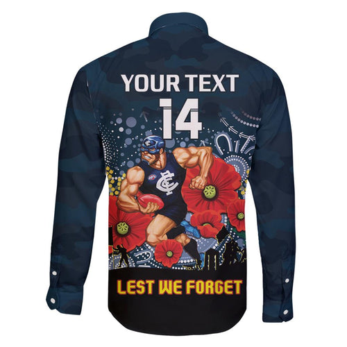 Custom Blues Football ANZAC Family Matching Puletasi and Hawaiian Shirt Gallipoli Camouflage With Poppies