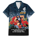 Custom Blues Football ANZAC Family Matching Short Sleeve Bodycon Dress and Hawaiian Shirt Gallipoli Camouflage With Poppies