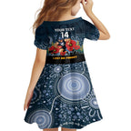 Custom Blues Football ANZAC Family Matching Summer Maxi Dress and Hawaiian Shirt Gallipoli Camouflage With Poppies