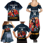 Custom Blues Football ANZAC Family Matching Summer Maxi Dress and Hawaiian Shirt Gallipoli Camouflage With Poppies