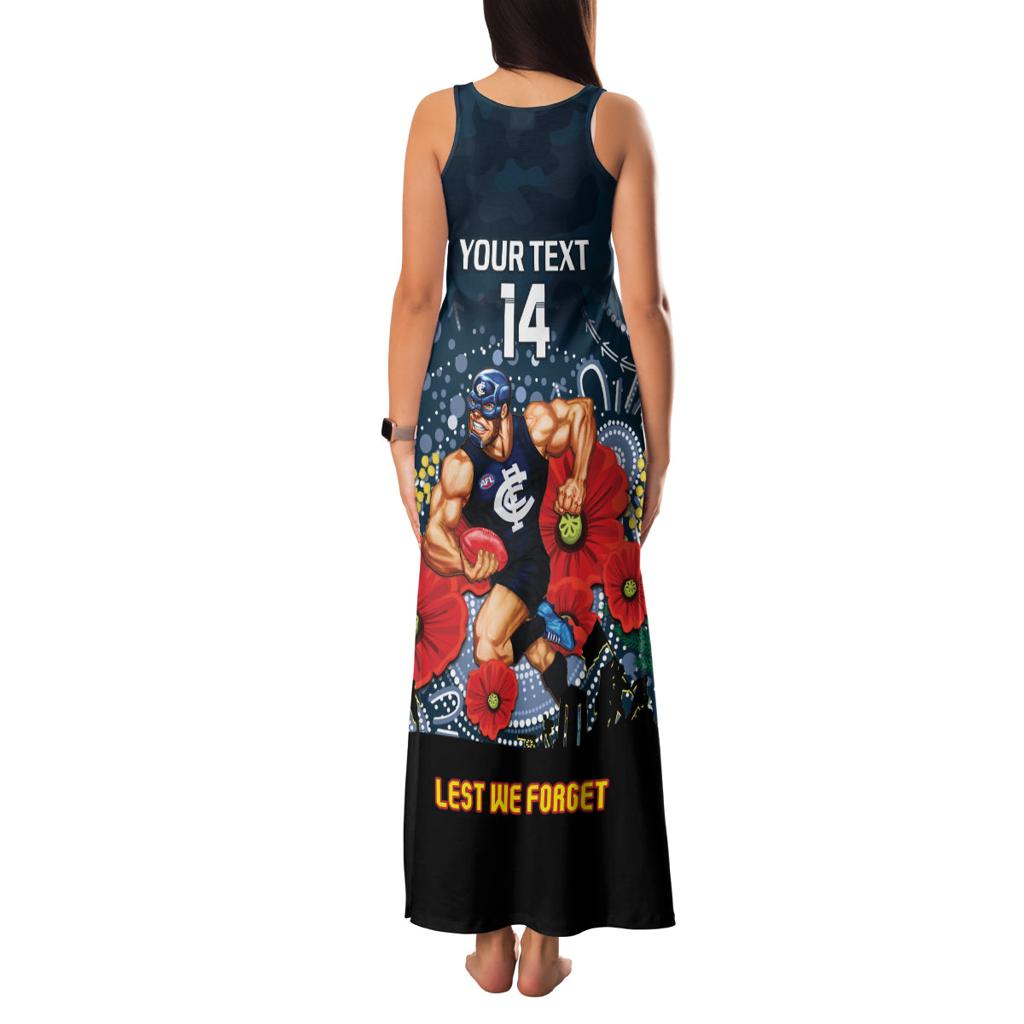 Custom Blues Football ANZAC Family Matching Tank Maxi Dress and Hawaiian Shirt Gallipoli Camouflage With Poppies