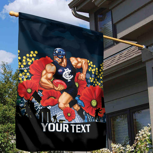 Custom Blues Football ANZAC Garden Flag Gallipoli Camouflage With Poppies
