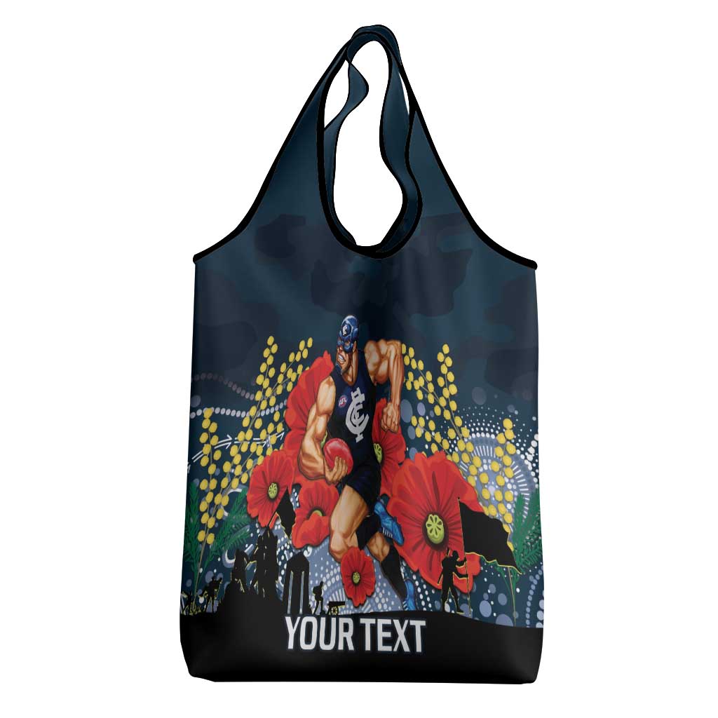 Custom Blues Football ANZAC Grocery Bag Gallipoli Camouflage With Poppies