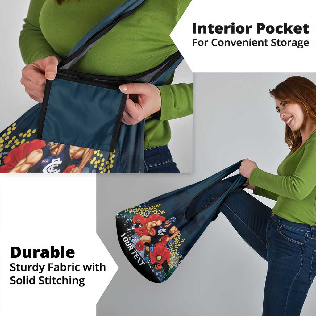 Custom Blues Football ANZAC Grocery Bag Gallipoli Camouflage With Poppies