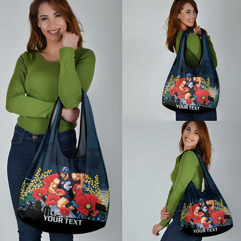 Custom Blues Football ANZAC Grocery Bag Gallipoli Camouflage With Poppies