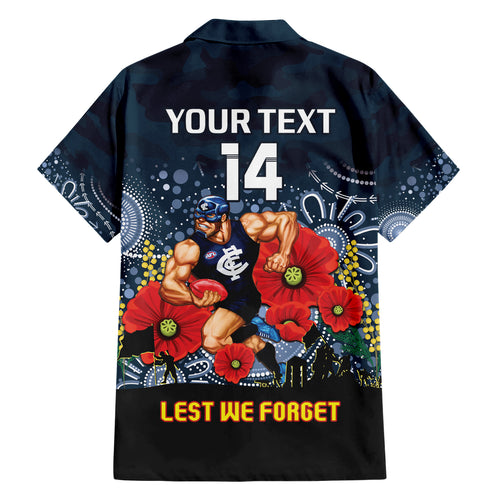 Custom Blues Football ANZAC Hawaiian Shirt Gallipoli Camouflage With Poppies