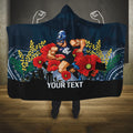 Custom Blues Football ANZAC Hooded Blanket Gallipoli Camouflage With Poppies