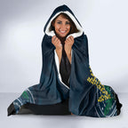 Custom Blues Football ANZAC Hooded Blanket Gallipoli Camouflage With Poppies