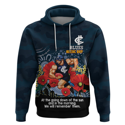 Custom Blues Football ANZAC Hoodie Gallipoli Camouflage With Poppies