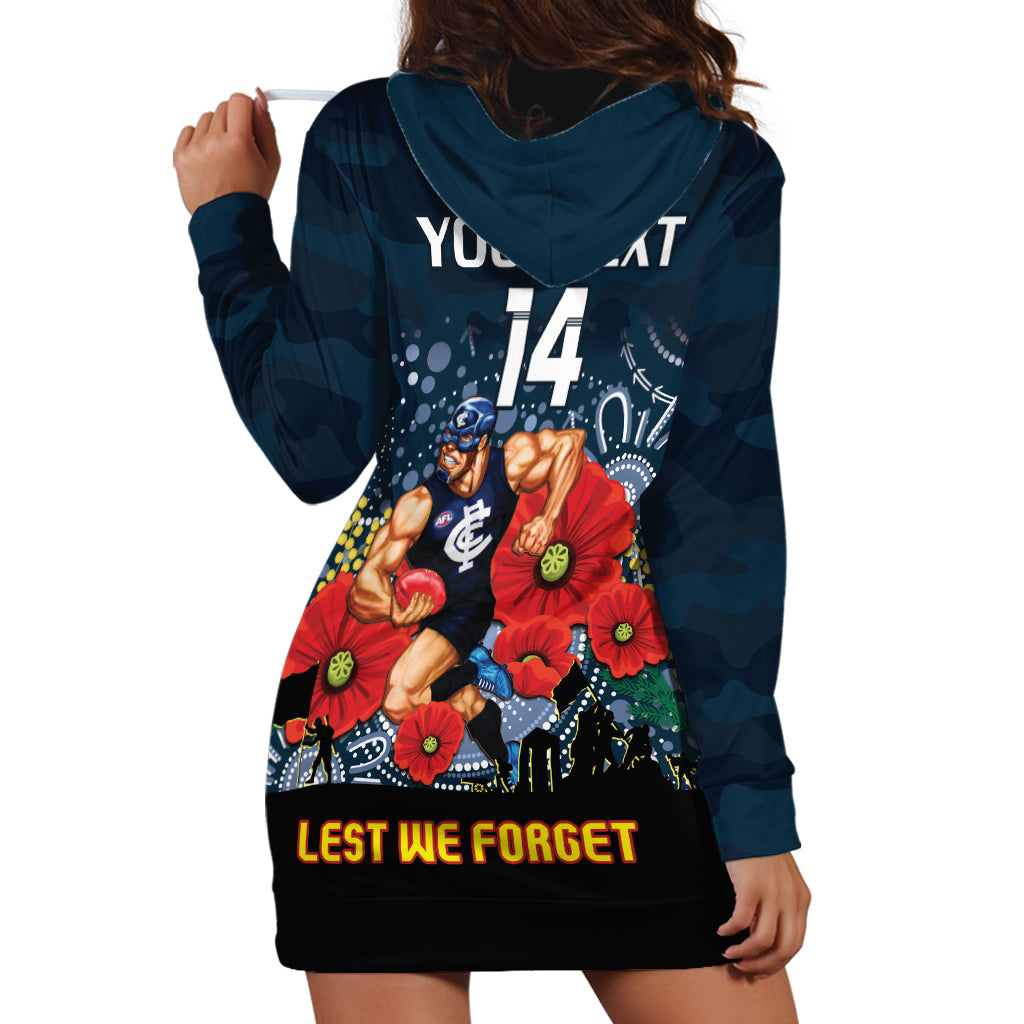 Custom Blues Football ANZAC Hoodie Dress Gallipoli Camouflage With Poppies