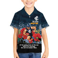 Custom Blues Football ANZAC Kid Hawaiian Shirt Gallipoli Camouflage With Poppies