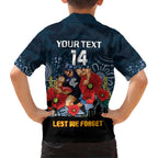 Custom Blues Football ANZAC Kid Hawaiian Shirt Gallipoli Camouflage With Poppies