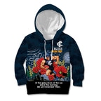 Custom Blues Football ANZAC Kid Hoodie Gallipoli Camouflage With Poppies