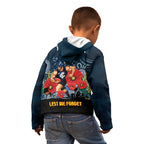 Custom Blues Football ANZAC Kid Hoodie Gallipoli Camouflage With Poppies