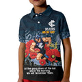 Custom Blues Football ANZAC Kid Polo Shirt Gallipoli Camouflage With Poppies