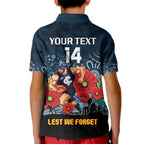 Custom Blues Football ANZAC Kid Polo Shirt Gallipoli Camouflage With Poppies
