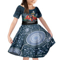 Custom Blues Football ANZAC Kid Short Sleeve Dress Gallipoli Camouflage With Poppies