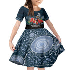 Custom Blues Football ANZAC Kid Short Sleeve Dress Gallipoli Camouflage With Poppies