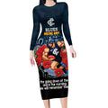 Custom Blues Football ANZAC Long Sleeve Bodycon Dress Gallipoli Camouflage With Poppies