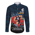 Custom Blues Football ANZAC Long Sleeve Button Shirt Gallipoli Camouflage With Poppies