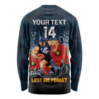 Custom Blues Football ANZAC Long Sleeve Shirt Gallipoli Camouflage With Poppies