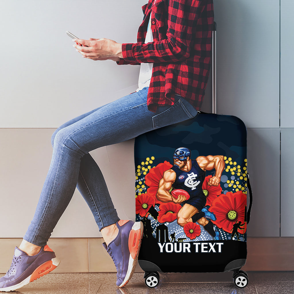 Custom Blues Football ANZAC Luggage Cover Gallipoli Camouflage With Poppies