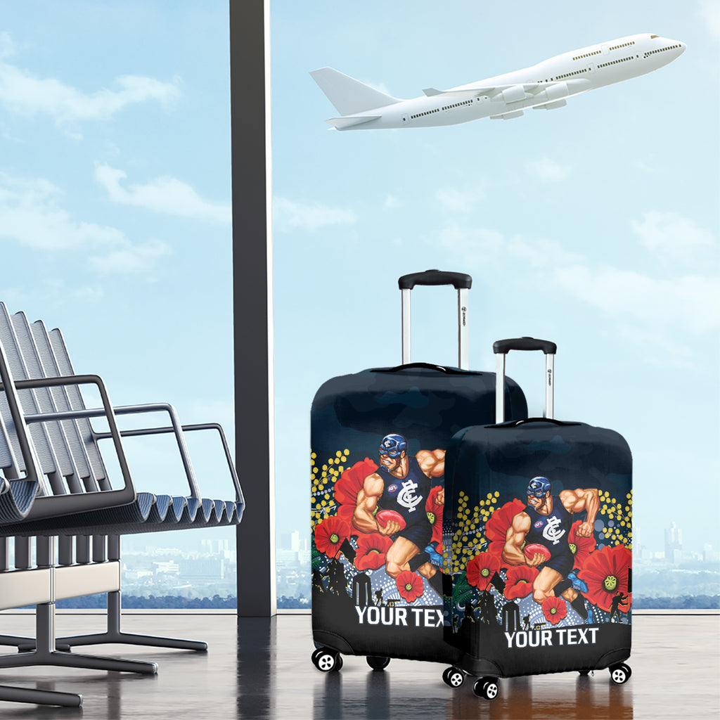 Custom Blues Football ANZAC Luggage Cover Gallipoli Camouflage With Poppies