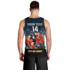 Custom Blues Football ANZAC Men Tank Top Gallipoli Camouflage With Poppies