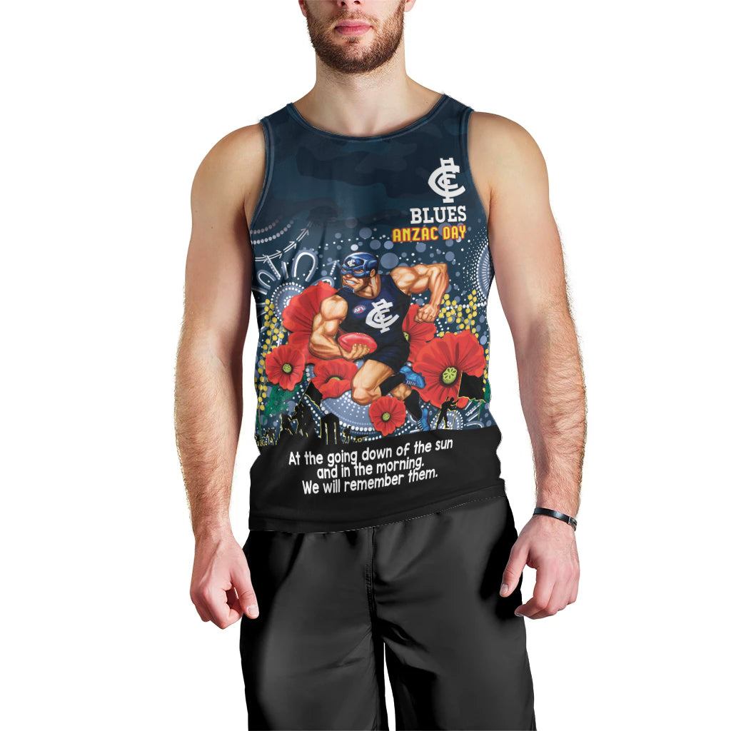 Custom Blues Football ANZAC Men Tank Top Gallipoli Camouflage With Poppies