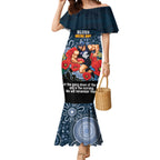 Custom Blues Football ANZAC Mermaid Dress Gallipoli Camouflage With Poppies