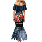 Custom Blues Football ANZAC Mermaid Dress Gallipoli Camouflage With Poppies