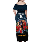 Custom Blues Football ANZAC Off Shoulder Maxi Dress Gallipoli Camouflage With Poppies