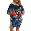 Custom Blues Football ANZAC Off Shoulder Short Dress Gallipoli Camouflage With Poppies