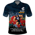 Custom Blues Football ANZAC Polo Shirt Gallipoli Camouflage With Poppies
