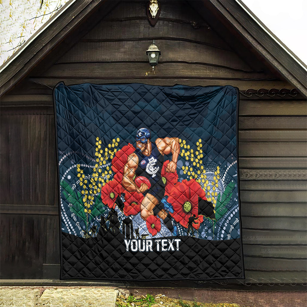 Custom Blues Football ANZAC Quilt Gallipoli Camouflage With Poppies