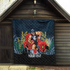 Custom Blues Football ANZAC Quilt Gallipoli Camouflage With Poppies