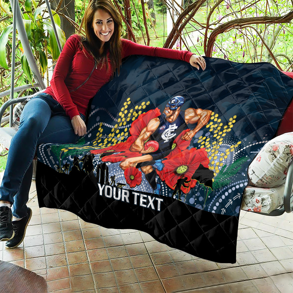 Custom Blues Football ANZAC Quilt Gallipoli Camouflage With Poppies