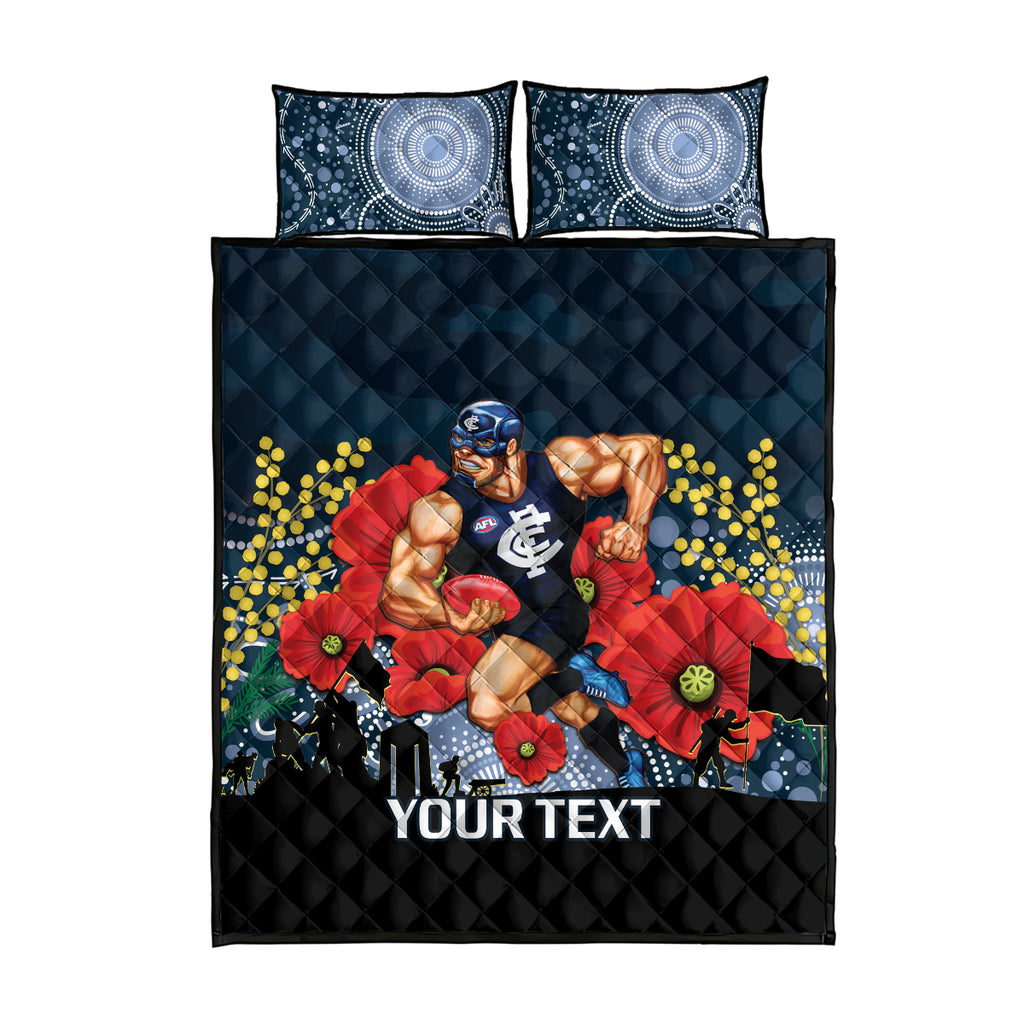 Custom Blues Football ANZAC Quilt Bed Set Gallipoli Camouflage With Poppies