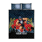 Custom Blues Football ANZAC Quilt Bed Set Gallipoli Camouflage With Poppies