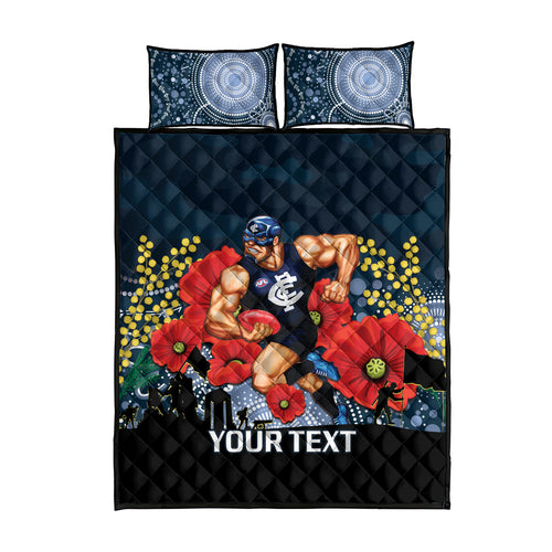 Custom Blues Football ANZAC Quilt Bed Set Gallipoli Camouflage With Poppies
