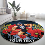 Custom Blues Football ANZAC Round Carpet Gallipoli Camouflage With Poppies