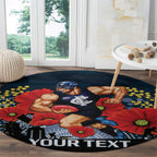 Custom Blues Football ANZAC Round Carpet Gallipoli Camouflage With Poppies