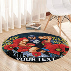 Custom Blues Football ANZAC Round Carpet Gallipoli Camouflage With Poppies