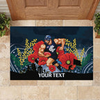 Custom Blues Football ANZAC Rubber Doormat Gallipoli Camouflage With Poppies