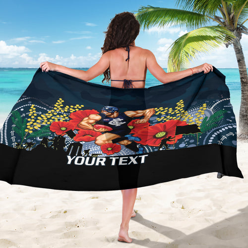 Custom Blues Football ANZAC Sarong Gallipoli Camouflage With Poppies